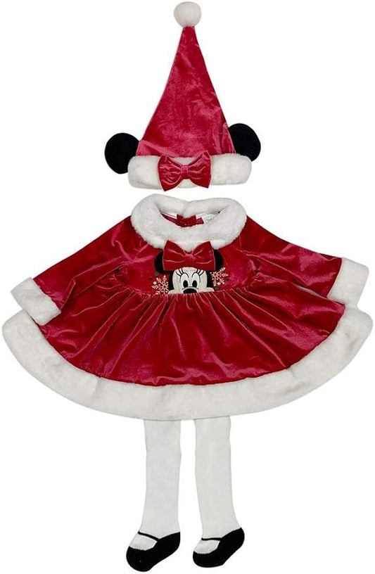 Disney Baby Girls' Minnie Mouse Holiday Dress and Hat Set