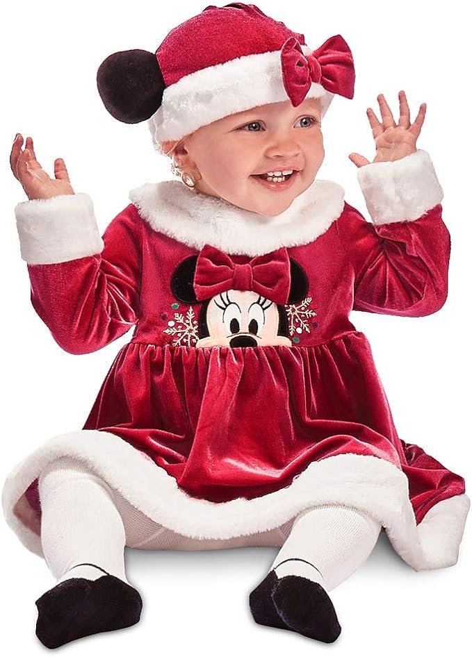 Disney Baby Girls' Minnie Mouse Holiday Dress and Hat Set