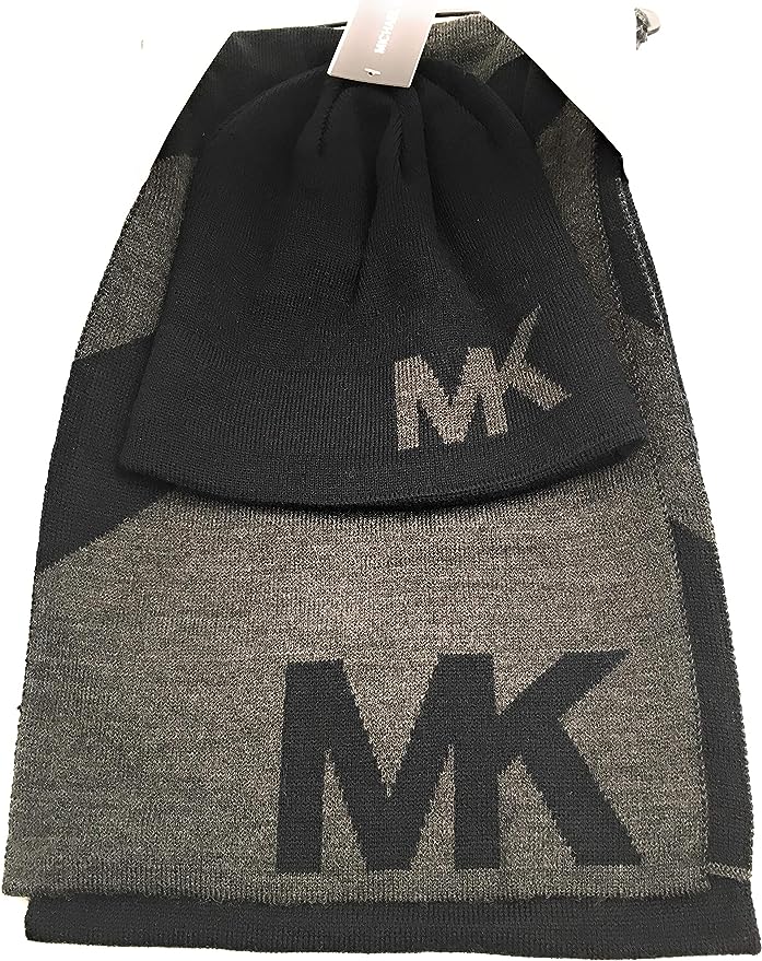 Michael Kors Men's 2 Piece Hat and Scarf Reversible Set