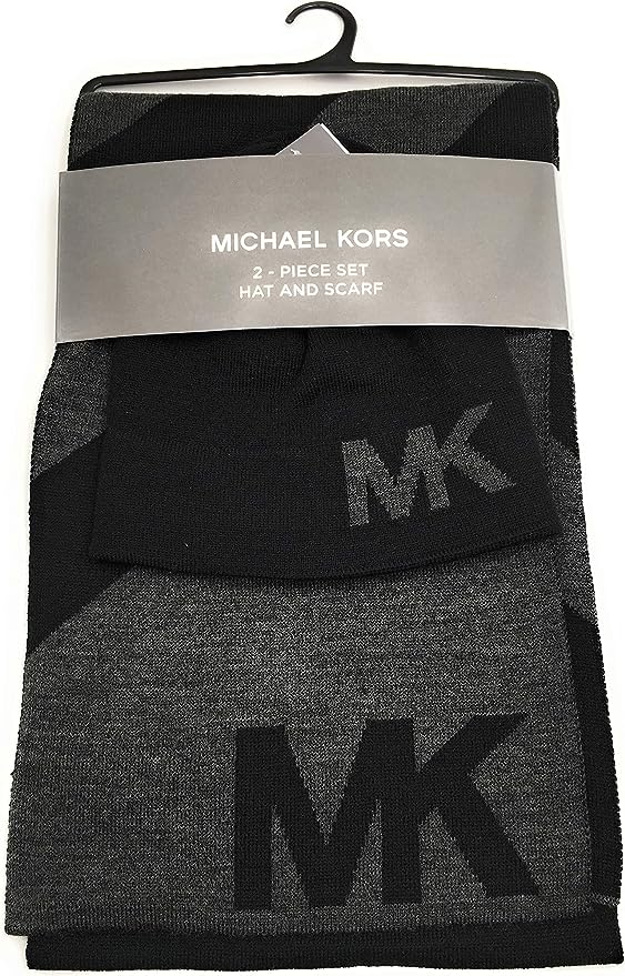 Michael Kors Men's 2 Piece Hat and Scarf Reversible Set