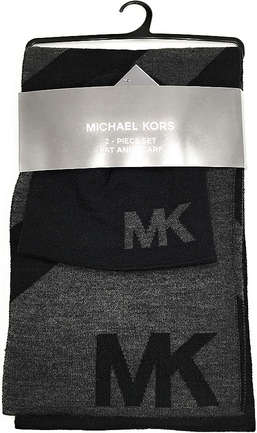 Michael Kors Men's 2 Piece Hat and Scarf Reversible Set